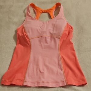 Lululemon Women's Pink and Orange Workout Top Size 6